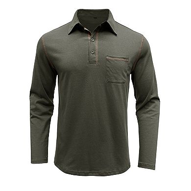 Men Henley T Shirts Long Sleeve Shirts Tee Top with Pocket