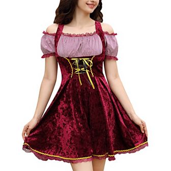 Women's Oktoberfest Dress 3 pc Dirndl Dress Costumes for Bavarian Carnival Halloween