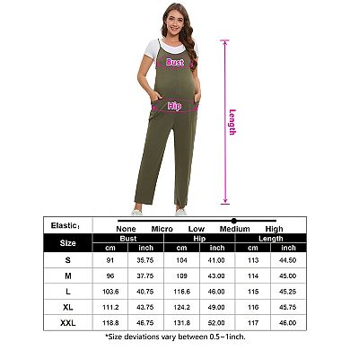 Women's Maternity Dual Pocket Cami Jumpsuits Sleeveless Romper Spaghetti Strap Wide Leg Jumpsuit