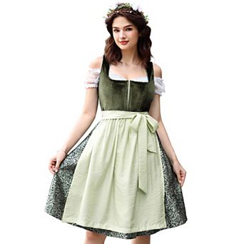 Women Oktoberfest Costumes 3 pc Velvet Traditional Bavarian Vintage German Dirndl Dress