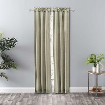 Curtain Lisa Solid Poly Cotton Duck Fabric Tailored Panel Pair With Ties