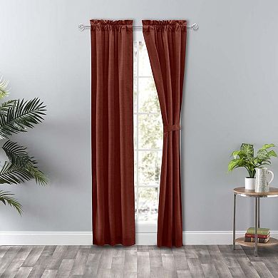 Curtain Lisa Solid Poly Cotton Tailored Panel Pair With Ties 3" Rod Pocket
