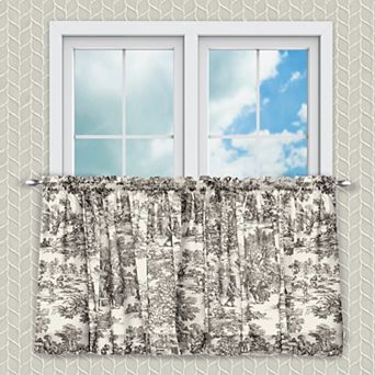 Victoria Park Toile Room Darkening Window Rod Pocket Pair Set With 2 tier