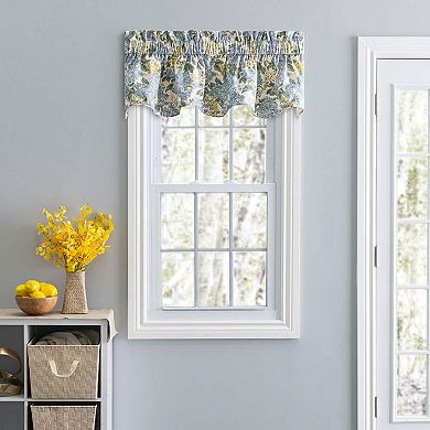 Hydrangea Classic Pattern Printed 3" Rod Pocket Scallop Valance Lined 70"x15" Blue