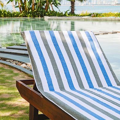 Arkwright Cabo Cabana Cotton Chair Cover Towels, (2 Pack) , 30x85 With 8" Fitted Pocket