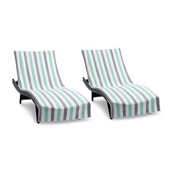 Arkwright Cabo Cabana Cotton Chair Cover Towels, (2 Pack) , 30x85 With 8" Fitted Pocket