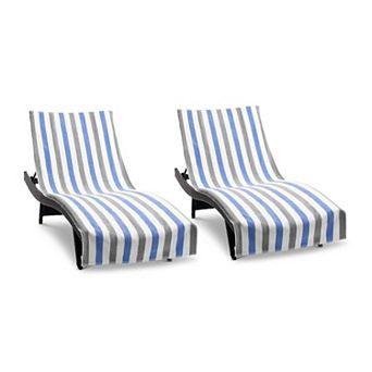 Arkwright Cabo Cabana Cotton Chair Cover Towels, (2 Pack) , 30x85 With 8" Fitted Pocket