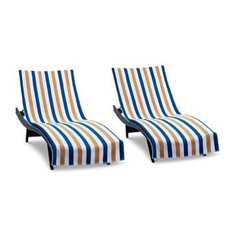 Arkwright Cabo Cabana Cotton Chair Cover Towels, (2 Pack) , 30x85 With 8" Fitted Pocket