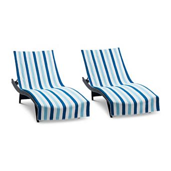 Arkwright Cabo Cabana Cotton Chair Cover Towels, (2 Pack) , 30x85 With 8" Fitted Pocket