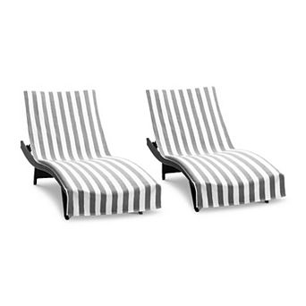 Arkwright California Cabana Chaise Cover with Fitted Pocket (2 Pack), 30x85, Terry Cotton