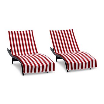 Arkwright California Cabana Chaise Cover with Fitted Pocket (2 Pack), 30x85, Terry Cotton