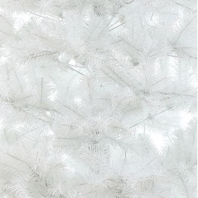 LuxenHome 7ft Pre-lit Artificial White Full Fir Christmas Tree