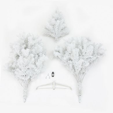 LuxenHome 7ft Pre-lit Artificial White Full Fir Christmas Tree