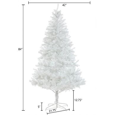 LuxenHome 7ft Pre-lit Artificial White Full Fir Christmas Tree