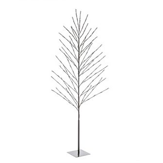 LuxenHome Lighted 70.87" H Artificial Brown Birch Twig Branch Tree