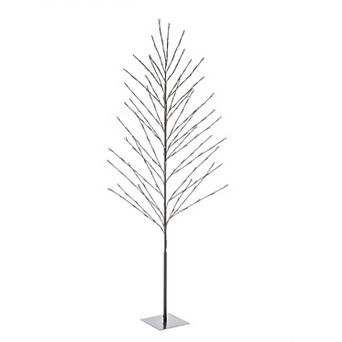LuxenHome Lighted 70.87" H Artificial Brown Birch Twig Branch Tree