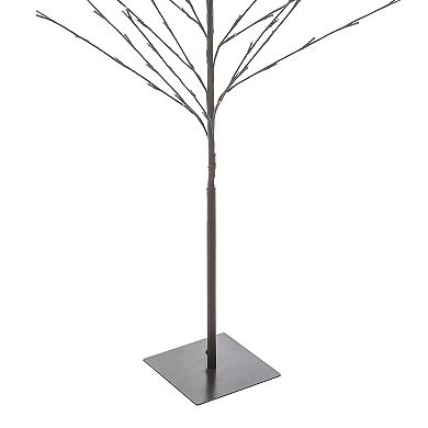 LuxenHome Lighted 70.87" H Artificial Brown Birch Twig Branch Tree