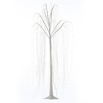 LuxenHome Pre-lit 70.87" H White Willow Artificial Tree