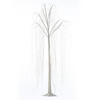 LuxenHome Pre-lit 70.87" H White Willow Artificial Tree