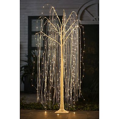 LuxenHome Pre-lit 70.87" H White Willow Artificial Tree