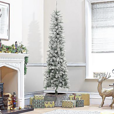 LuxenHome 7.4ft Pencil Slim Artificial Christmas Tree