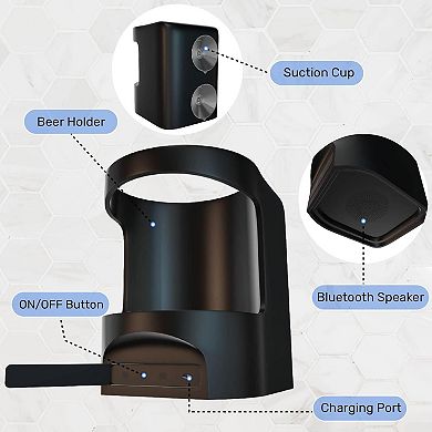 GabbaGoods Shower Bluetooth Speaker Can Holder - Built-in Mic - Waterproof, Ipx7