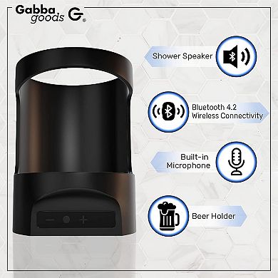 GabbaGoods Shower Bluetooth Speaker Can Holder - Built-in Mic - Waterproof, Ipx7