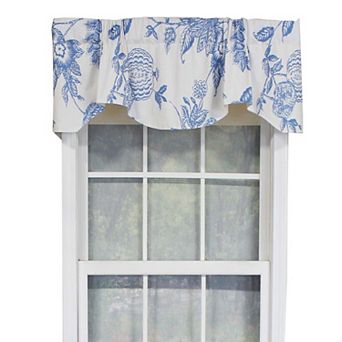 Natalie Bell Floral Print Window Valance 3" Rod Pocket 65" x 16" Cyan Blue
