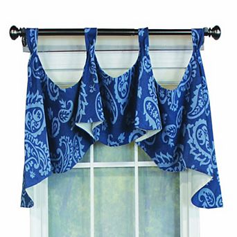 Paisley Tab Window Treatment Premium Valance 4" Top Tabs 50" x 20" Blue