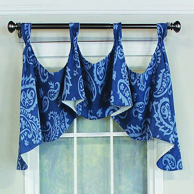 Paisley Tab Window Treatment Premium Valance 4" Top Tabs 50" x 20" Blue