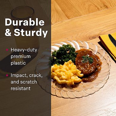 Aya's Cutlery Kingdom Clear Heavy Duty Plastic Plates, Round And Disposable