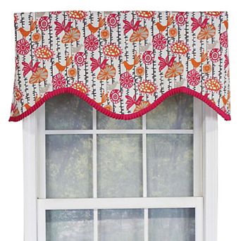 Merangerie Window Ruffled Cornice Valance 3" Rod Pocket 50" x 17" Sherbert Red