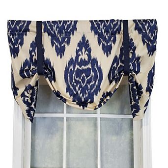 Flame Large Damask Flame Tie-Up Window Valance 3" Rod Pocket 50" x 23" Navy Blue