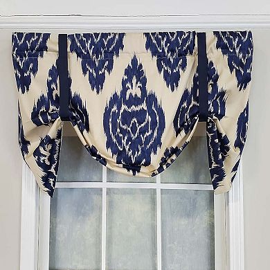 Flame Large Damask Flame Tie-Up Window Valance 3" Rod Pocket 50" x 23" Navy Blue