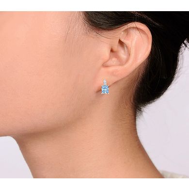 Gemminded Sterling Silver ISQA Blue Topaz & Lab-Created White Sapphire Earrings