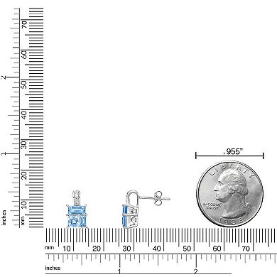 Gemminded Sterling Silver ISQA Blue Topaz & Lab-Created White Sapphire Earrings