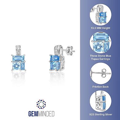 Gemminded Sterling Silver ISQA Blue Topaz & Lab-Created White Sapphire Earrings