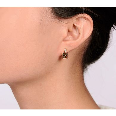 Gemminded 2 Micron Gold Over Silver Garnet & Lab-Created White Sapphire Earrings