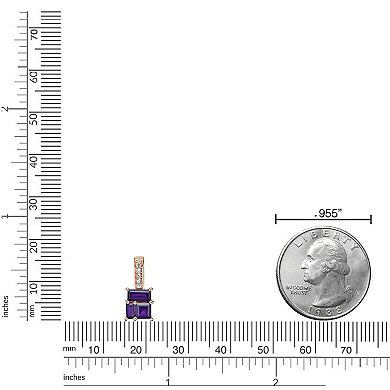 Gemminded 2 Micron Rose Gold Over Silver Amethyst & Lab-Created White Sapphire Pendant Necklace