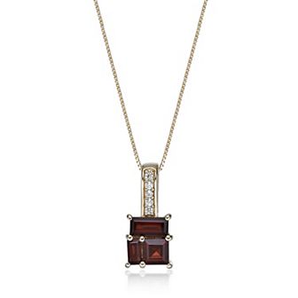 Gemminded 2 Micron Gold Over Silver Garnet & Lab-Created White Sapphire Pendant Necklace