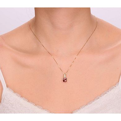 Gemminded 2 Micron Gold Over Silver Garnet & Lab-Created White Sapphire Pendant Necklace