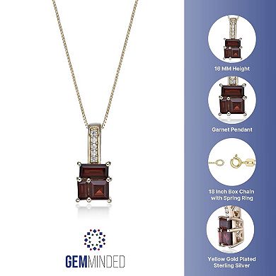 Gemminded 2 Micron Gold Over Silver Garnet & Lab-Created White Sapphire Pendant Necklace