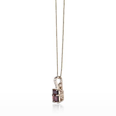 Gemminded 2 Micron Gold Over Silver Garnet & Lab-Created White Sapphire Pendant Necklace