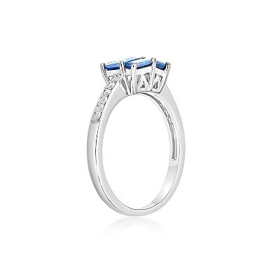 Gemminded Sterling Silver ISQA Blue Topaz & Lab-Created White Sapphire Ring