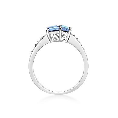Gemminded Sterling Silver ISQA Blue Topaz & Lab-Created White Sapphire Ring