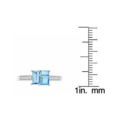 Gemminded Sterling Silver ISQA Blue Topaz & Lab-Created White Sapphire Ring