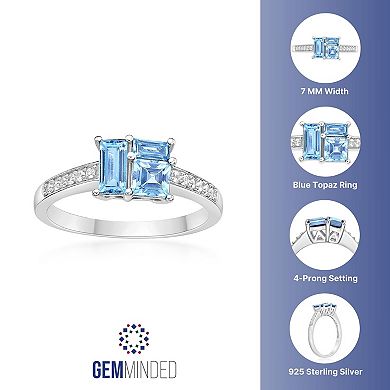 Gemminded Sterling Silver ISQA Blue Topaz & Lab-Created White Sapphire Ring