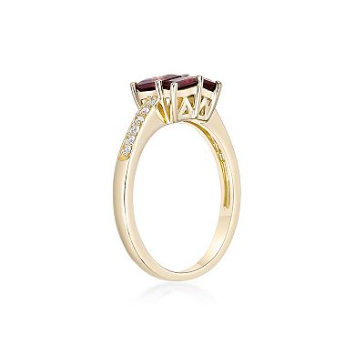 Gemminded 2 Micron Gold Over Silver Garnet & Lab-Created White Sapphire Ring