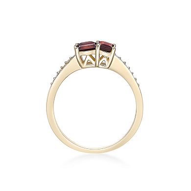 Gemminded 2 Micron Gold Over Silver Garnet & Lab-Created White Sapphire Ring