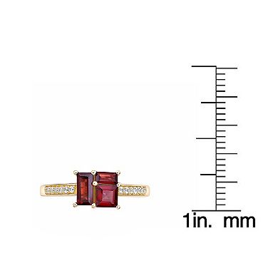Gemminded 2 Micron Gold Over Silver Garnet & Lab-Created White Sapphire Ring